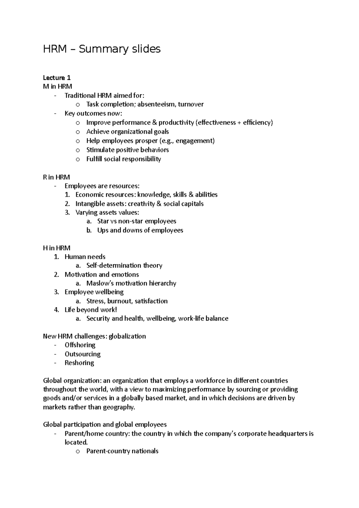 HRM 101 – Comprehensive Lecture Notes on Human Resource Management ...