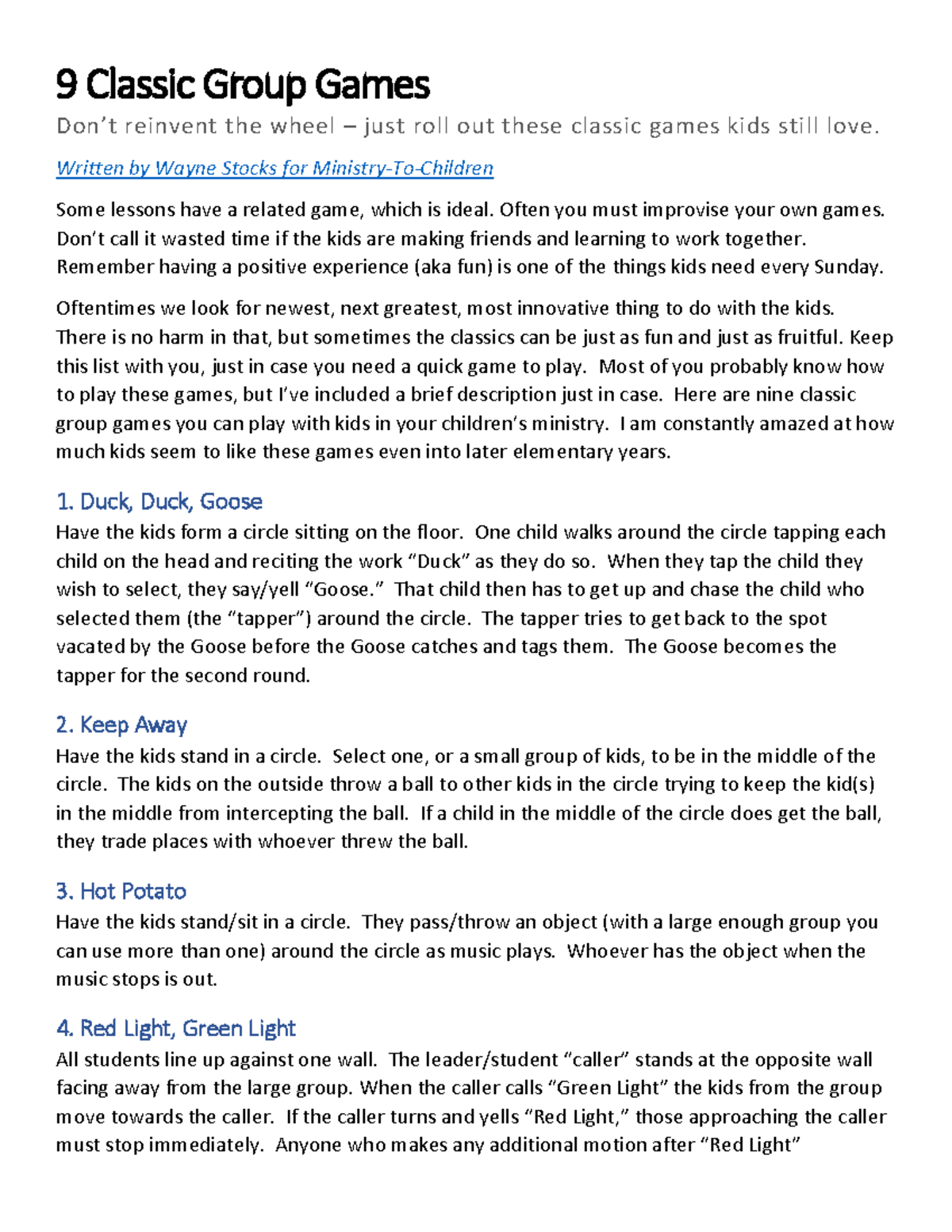 9 Classic Group Games for Kids - Fun Activities for Group Play - Studocu