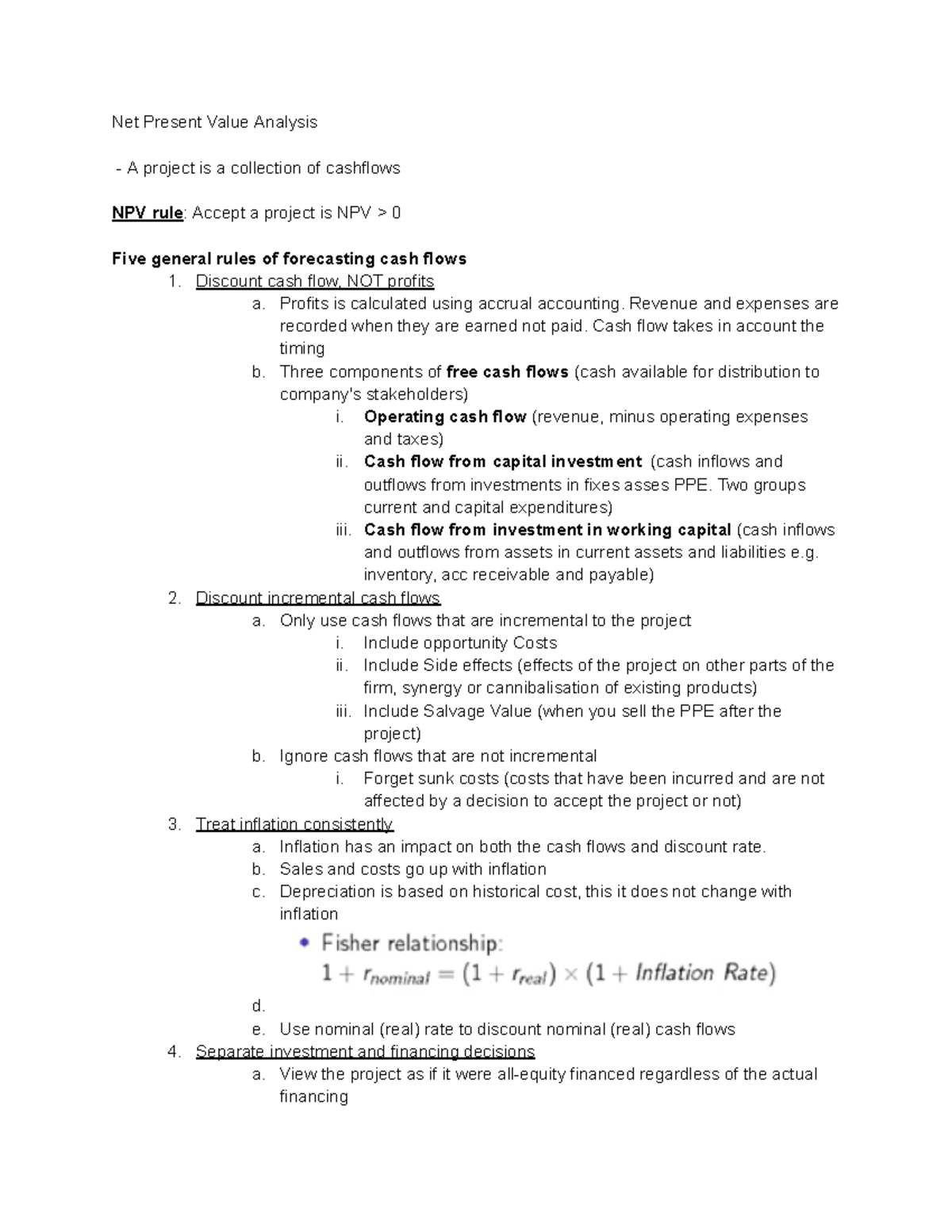 FINA 302: Week 4 Lecture Notes on Net Present Value Analysis - Studocu
