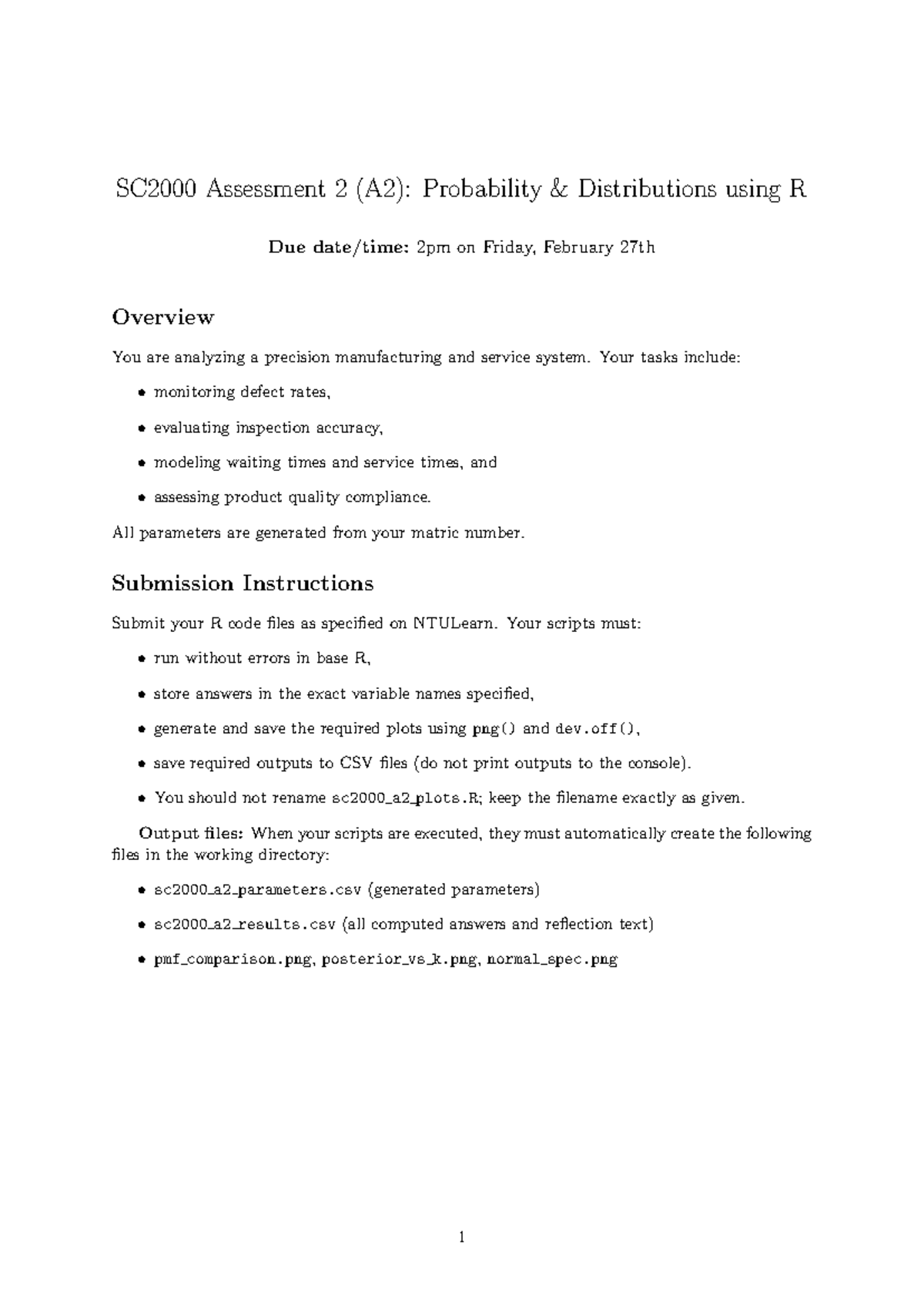 SC2000 A2: Probability Distributions & R Analysis Guide - Studocu
