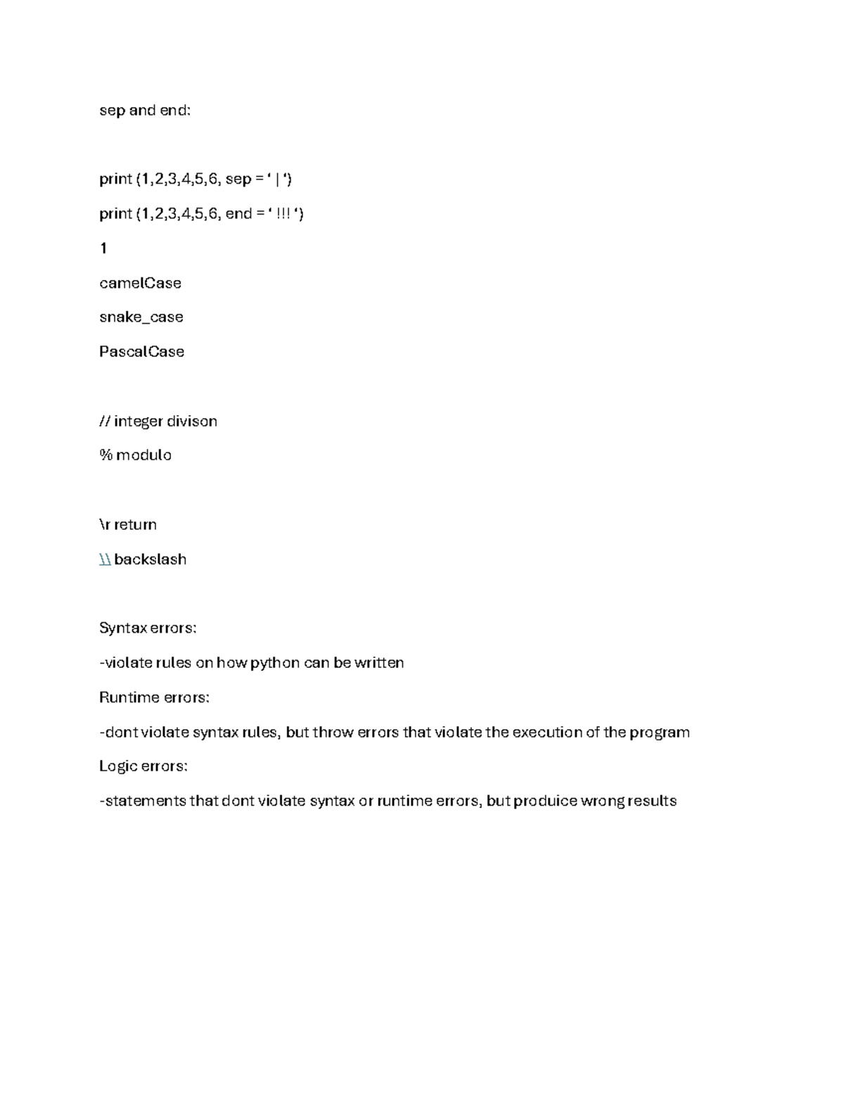 CIS1500 Midterm Study Guide: Python Syntax & Control Structures - Studocu