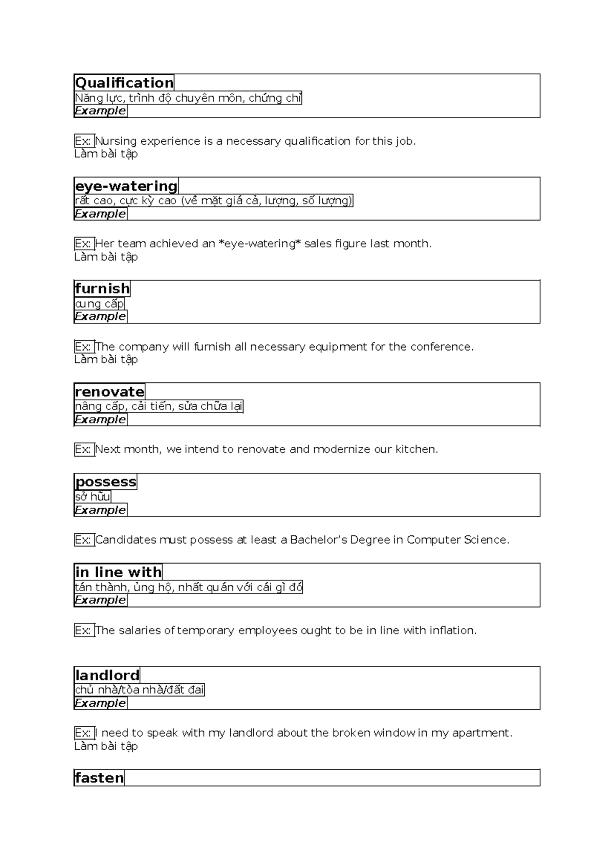 Vocabulary for English - Qualification and Key Terms - Studocu