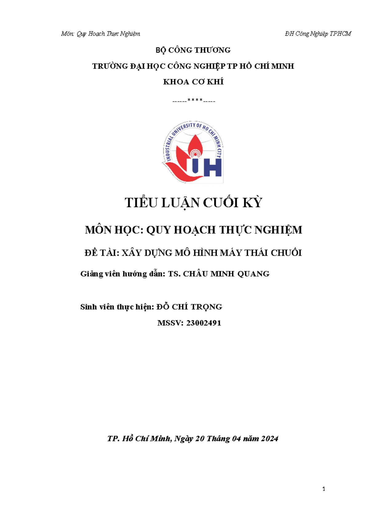 QHTN-23002491_TIỂU LUẬN CUỐI KỲ: MÁY CẮT BĂM CHUỐI HỢP LÝ - Document Preview