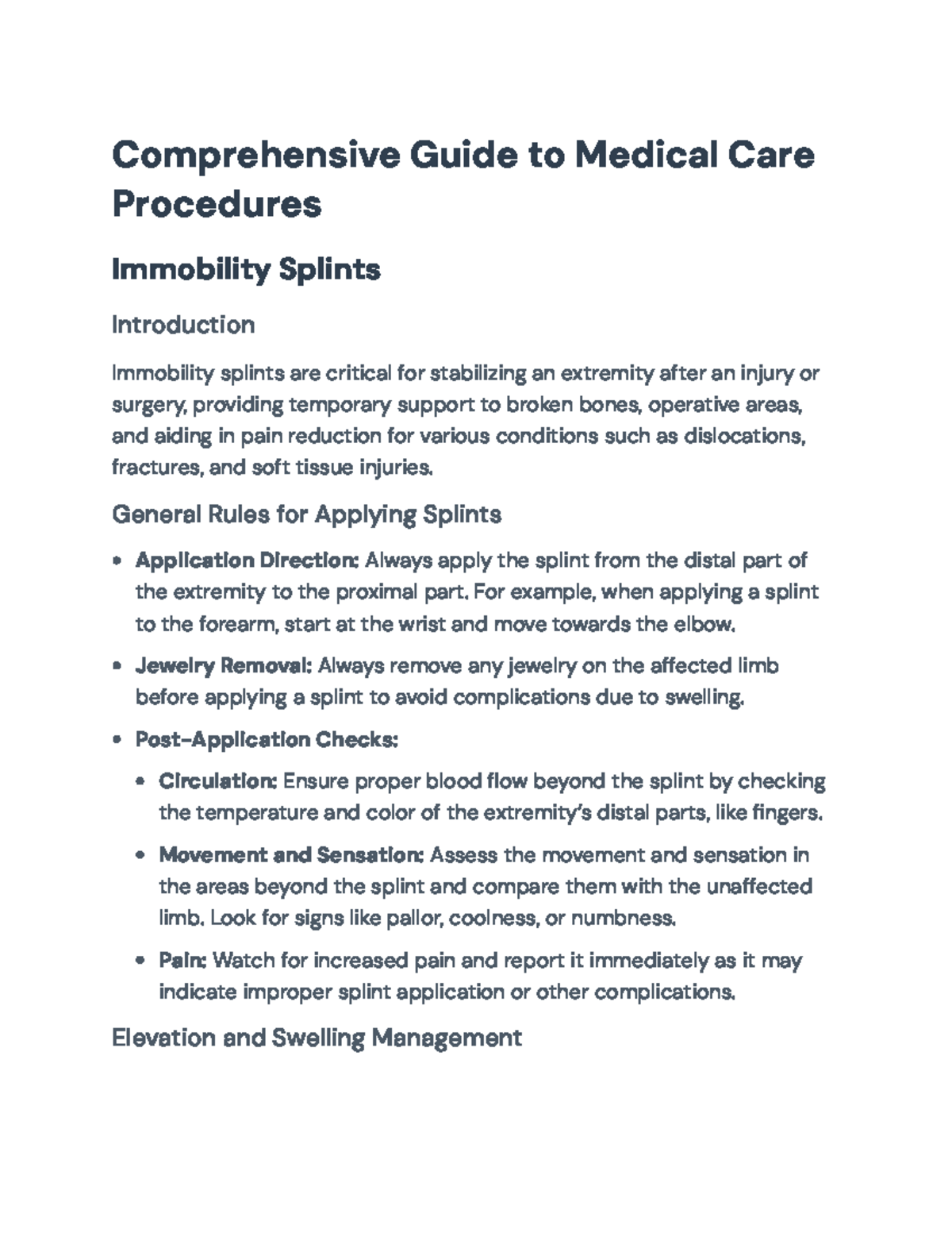 Comprehensive Guide to Immobility Splints & Fluid Monitoring in Med ...