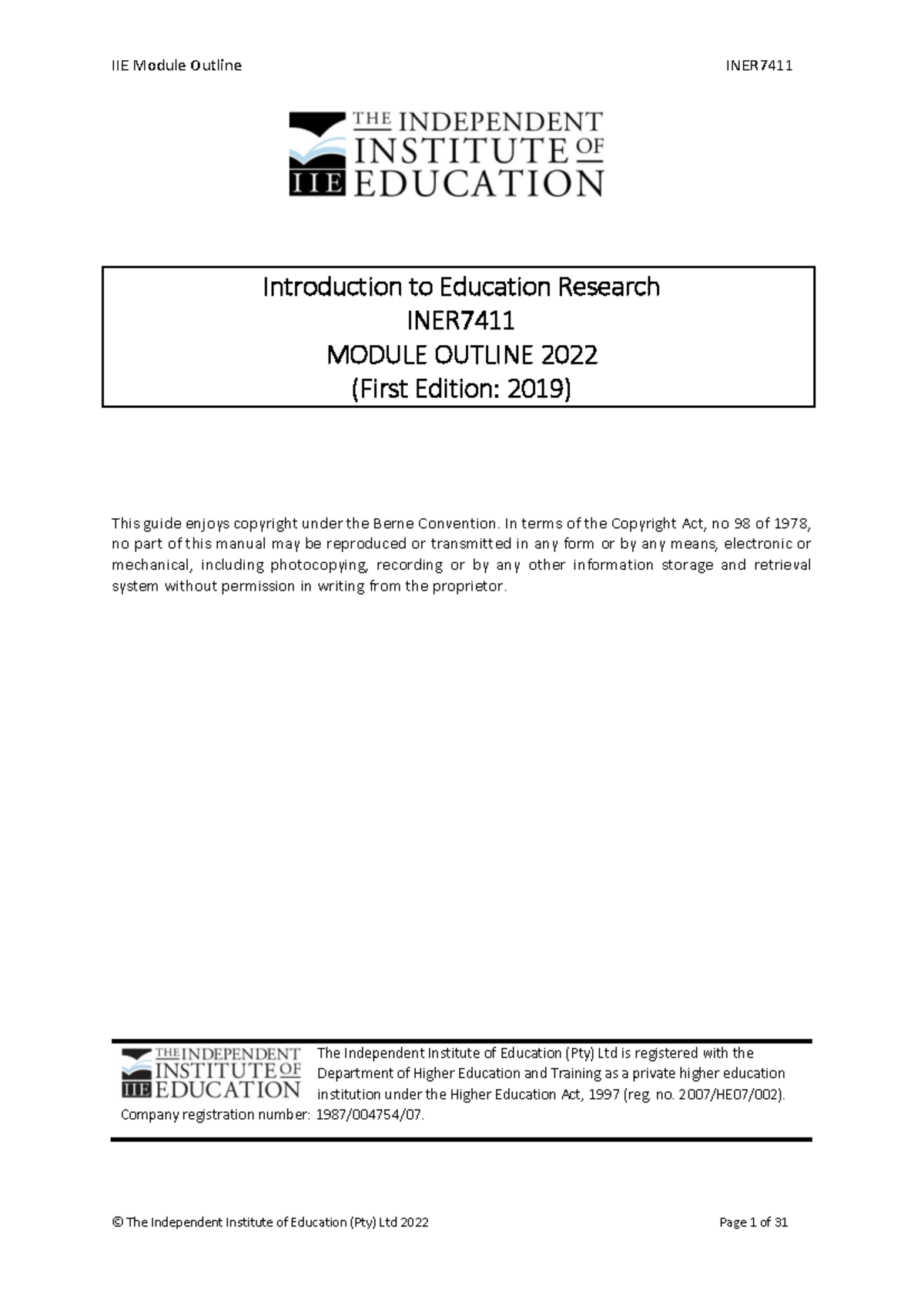 INER7411 MO - iner - Introduction to Education Research INER MODULE ...