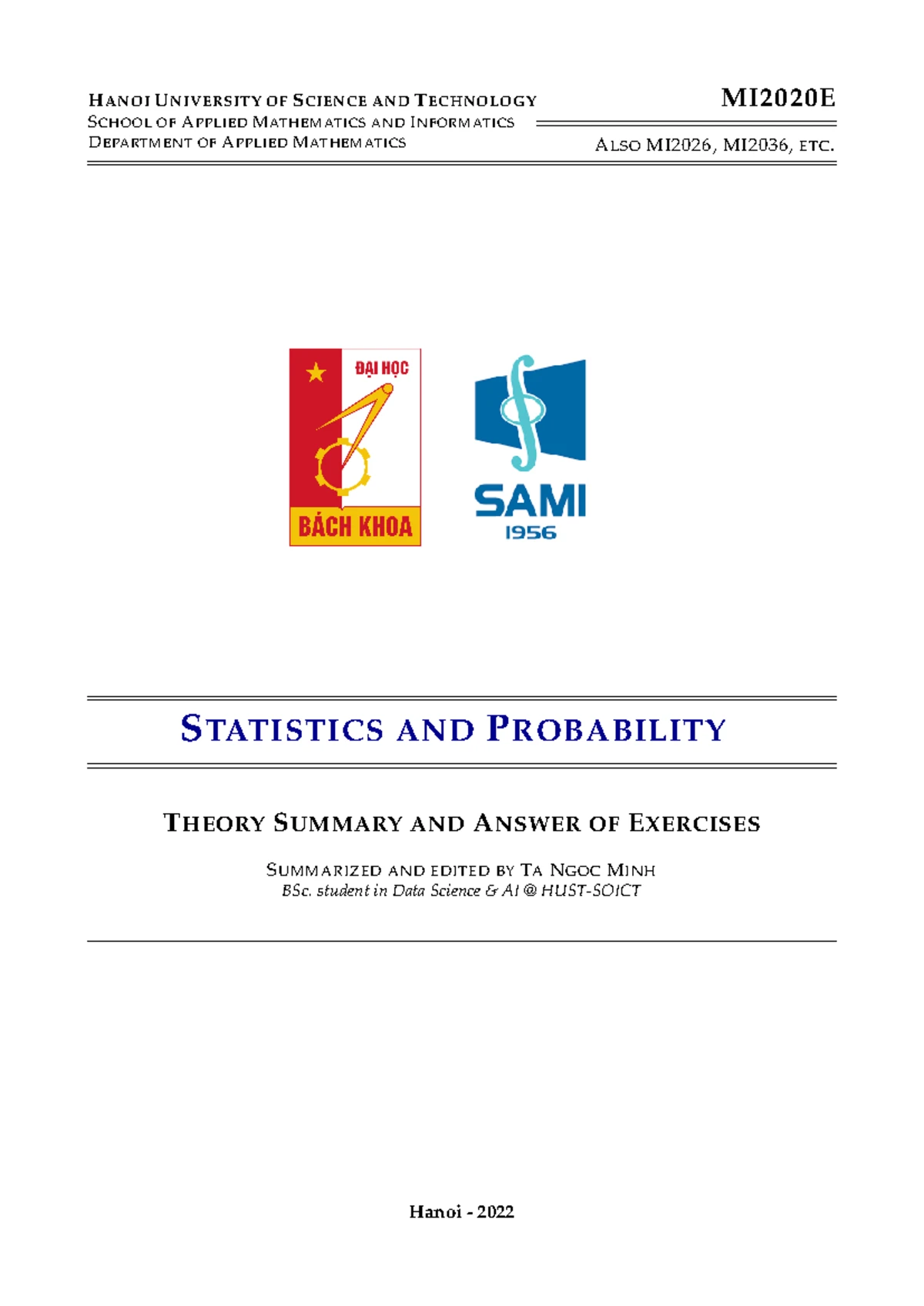 2023 MI2026 Final Exam Study Guide: Probability and Statistics - Studocu