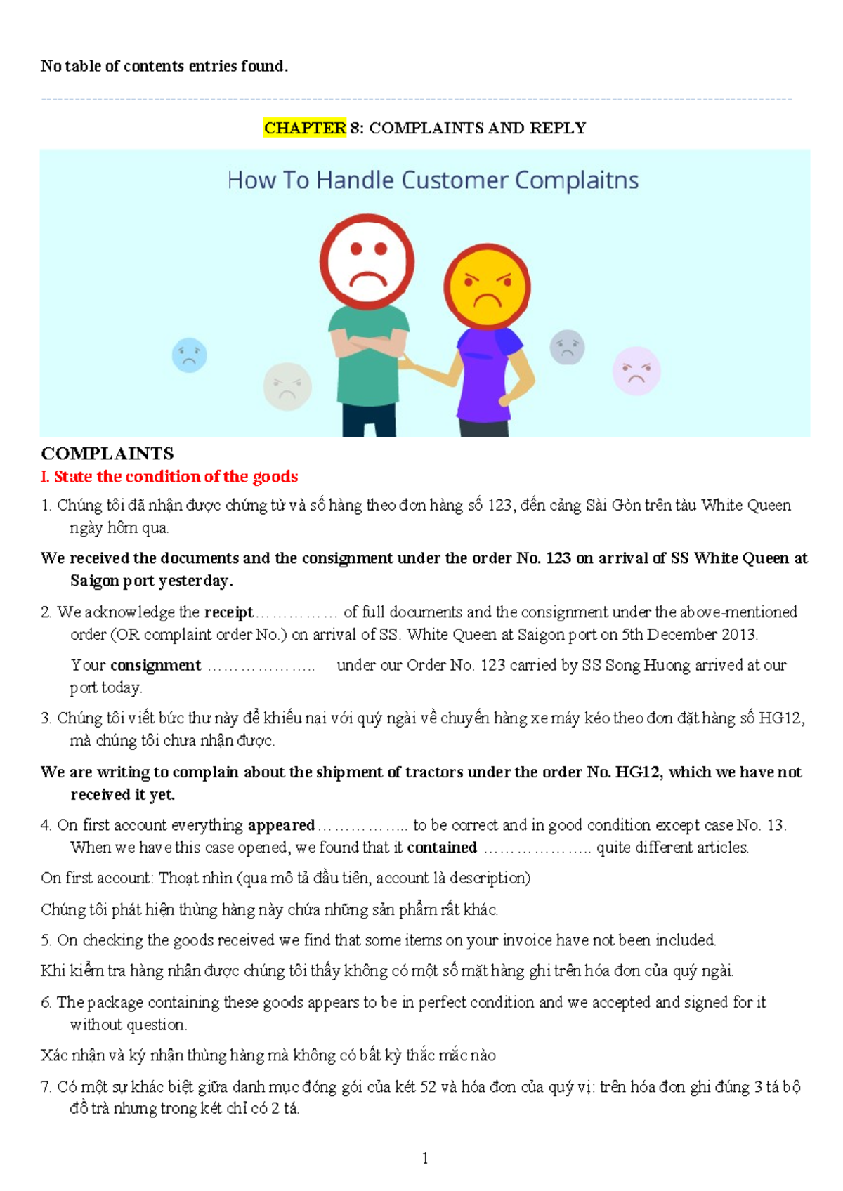 CHAP8 Complaints and Replies: Understanding and Addressing Issues - Studocu