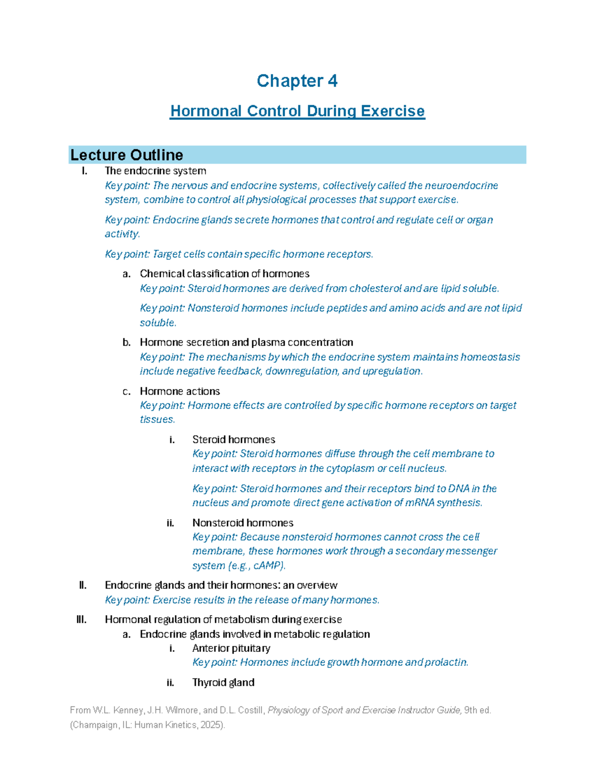 Physiology of Sport & Exercise (PE 101) Chapter 4 Lecture Outline - Studocu