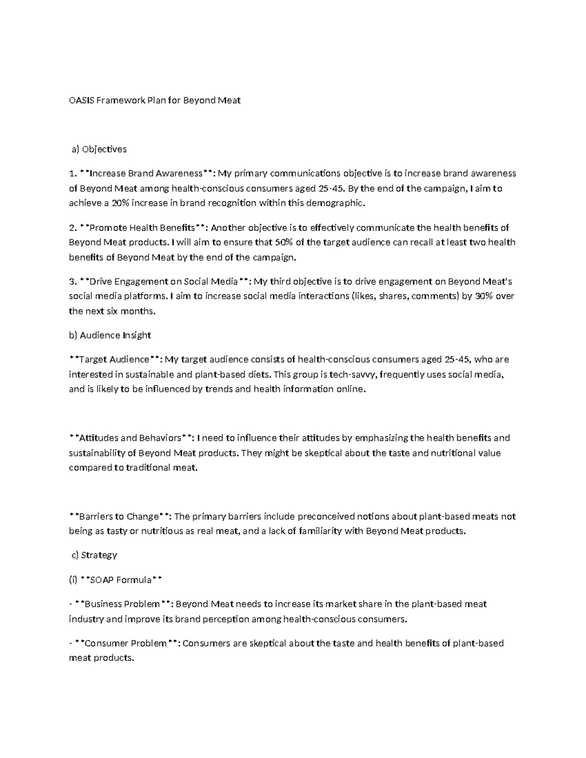 Oasis Framework-WPS Office - OASIS Framework Plan for Beyond Meat a ...