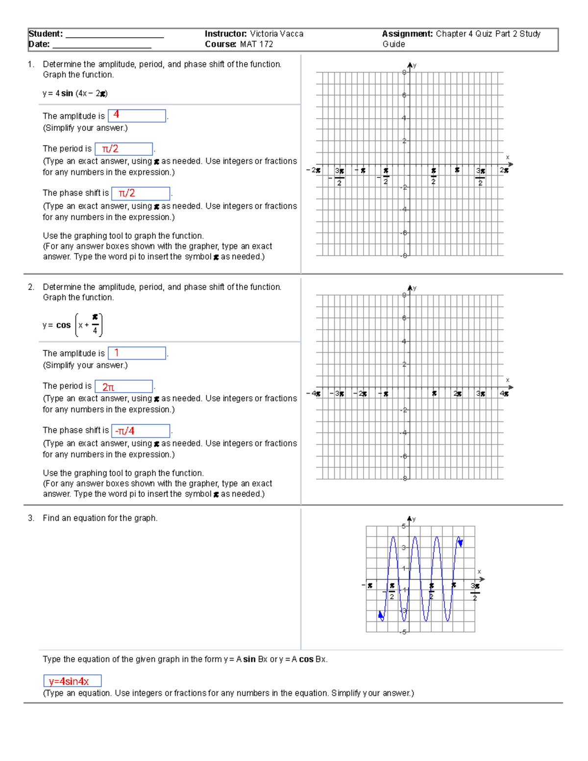 Chapter 4 Quiz Part 2 Study Guide - 1. 2. 3. Student ...