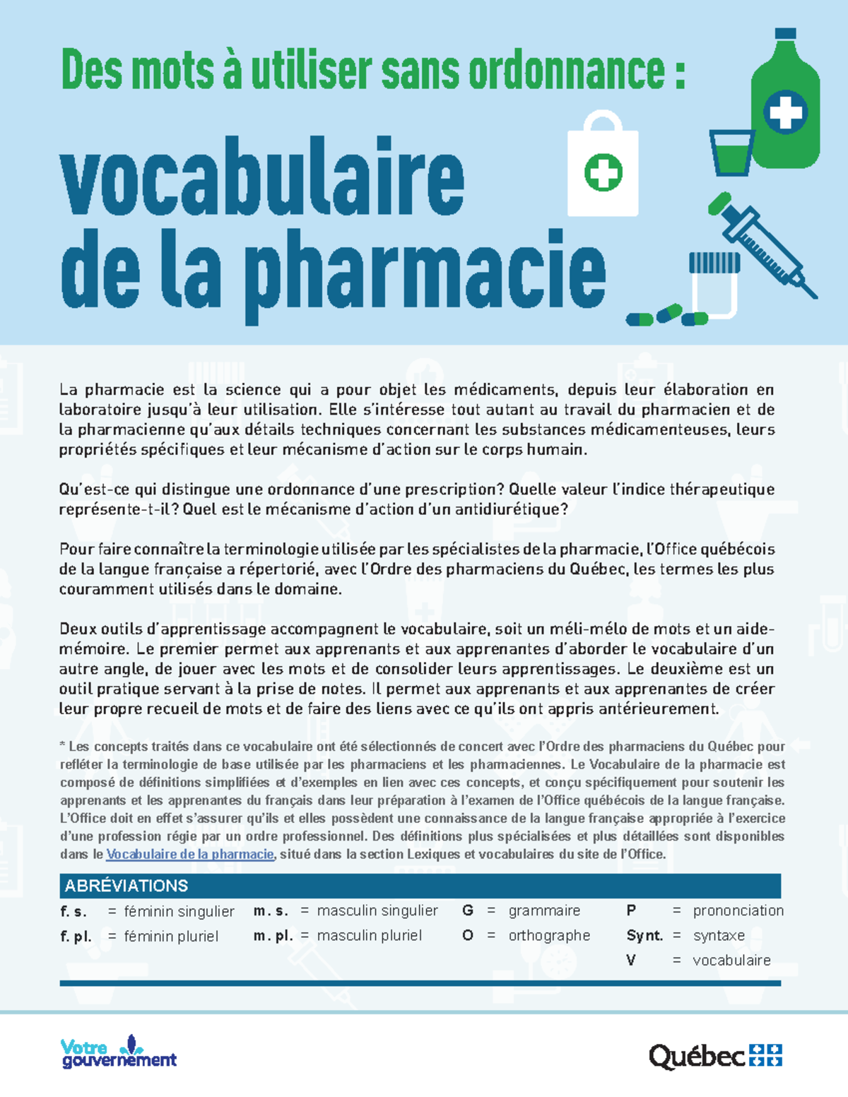 Vocabulaire de la Pharmacie 2021 - Termes et Définitions Utiles - Studocu