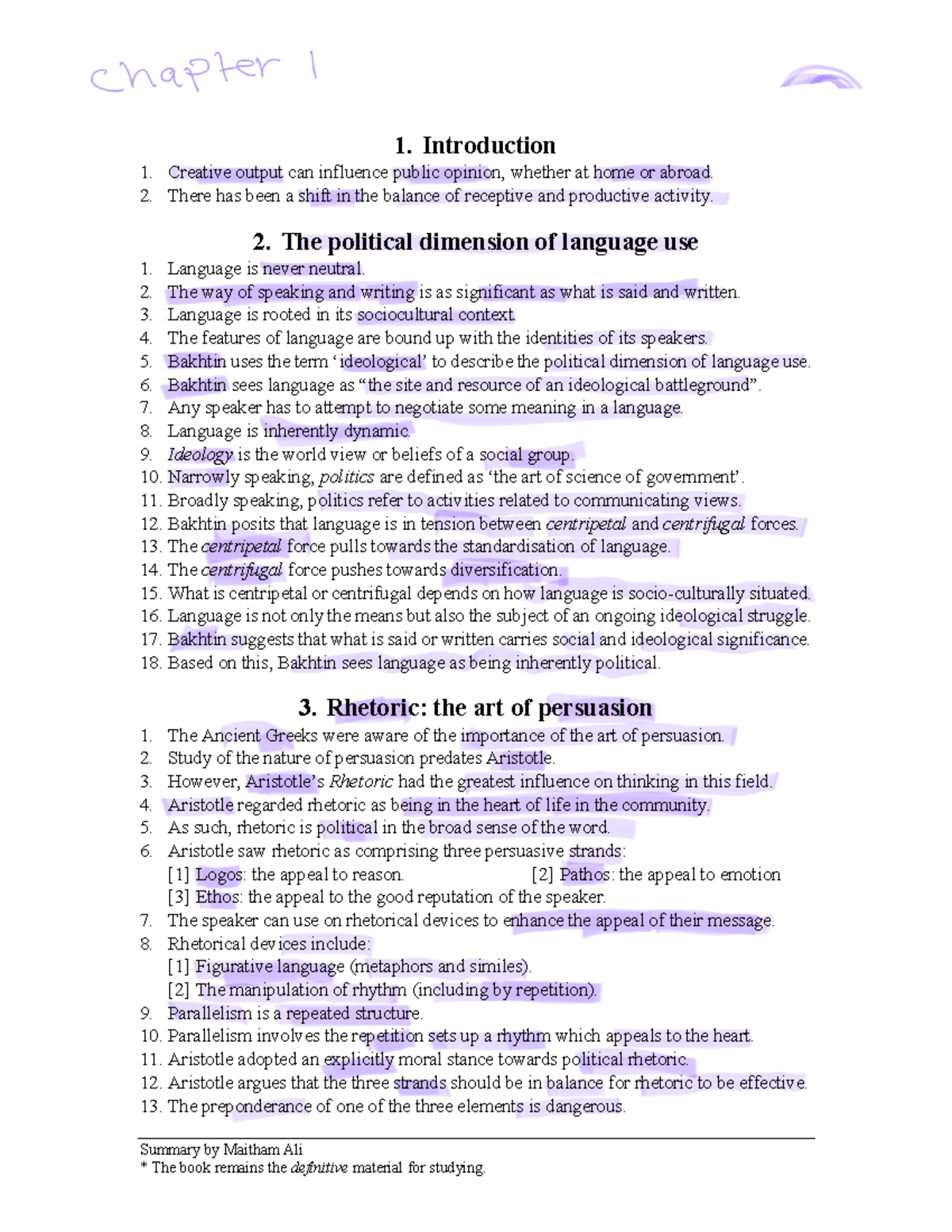 Book 3 - Chapter 1 - Summarized - Summary by Maitham Ali 1 ...