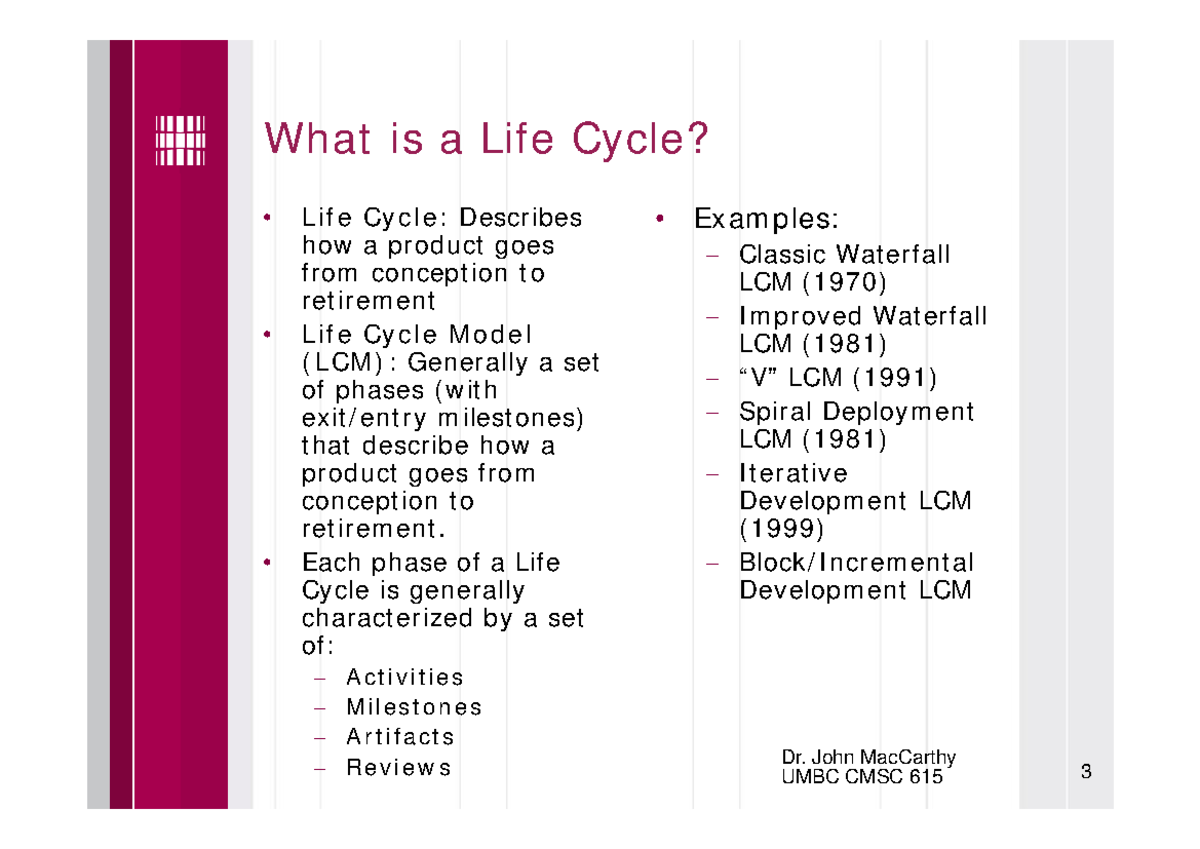 CMSC 615 Lecture 4: Understanding Life Cycle Models and Processes - Studocu
