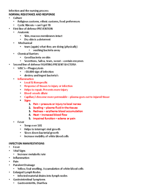 inflammation and infection notes - Infection - Infection is a process ...