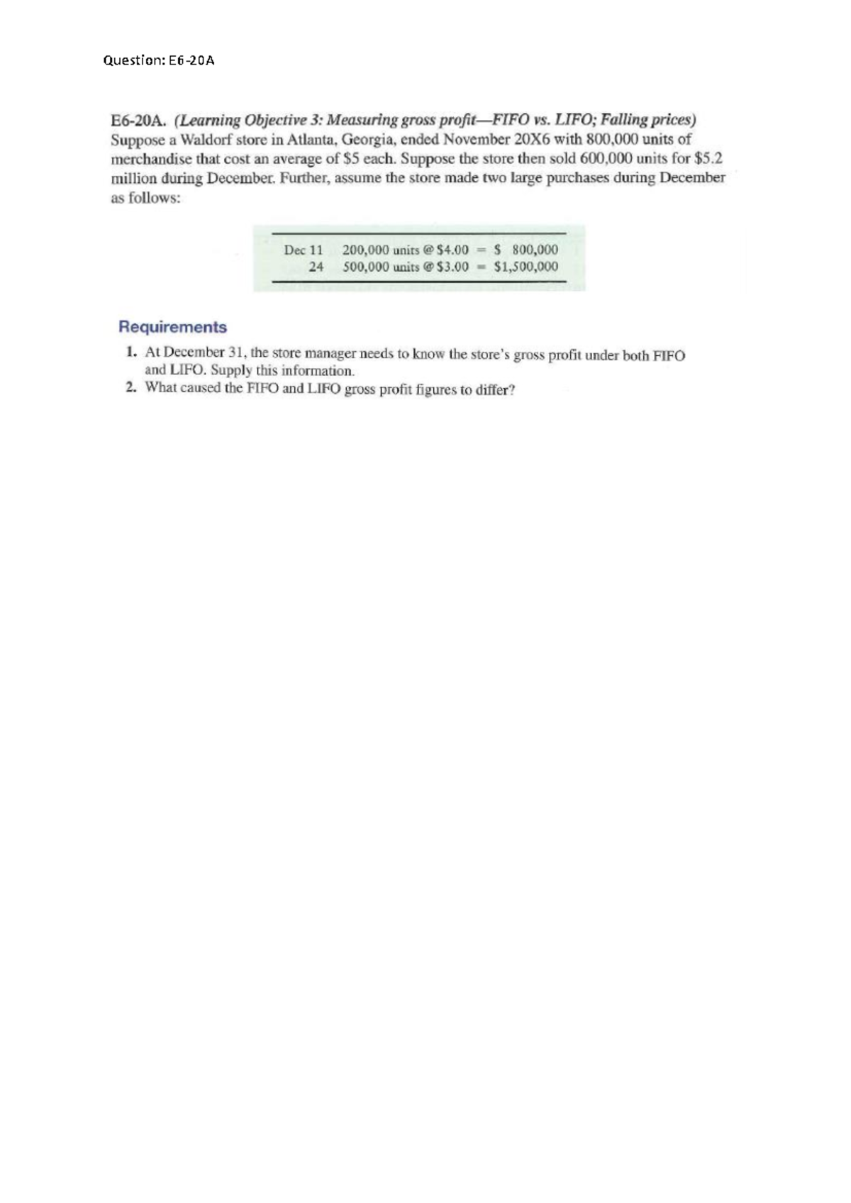 Ch 6 Tut - Gross Profit Analysis: FIFO vs. LIFO (Q24/25) - Studocu