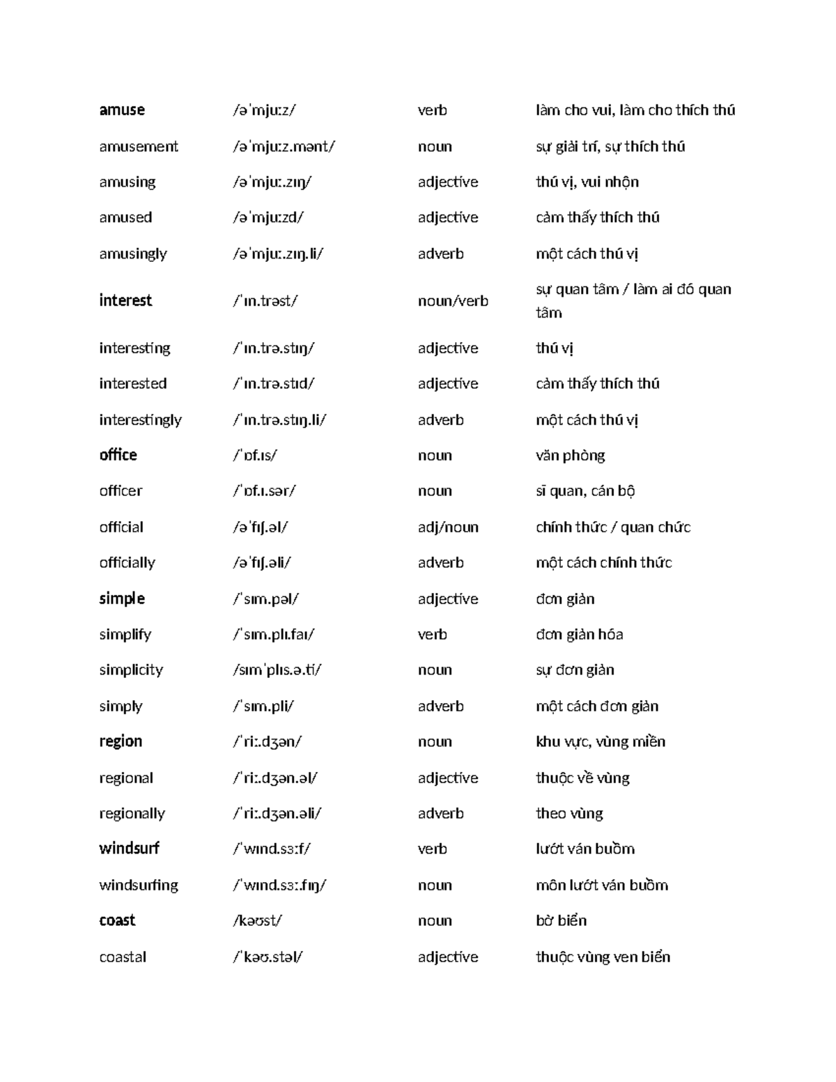 Vocabulary Notes: Amuse, Interest, and More - Studocu