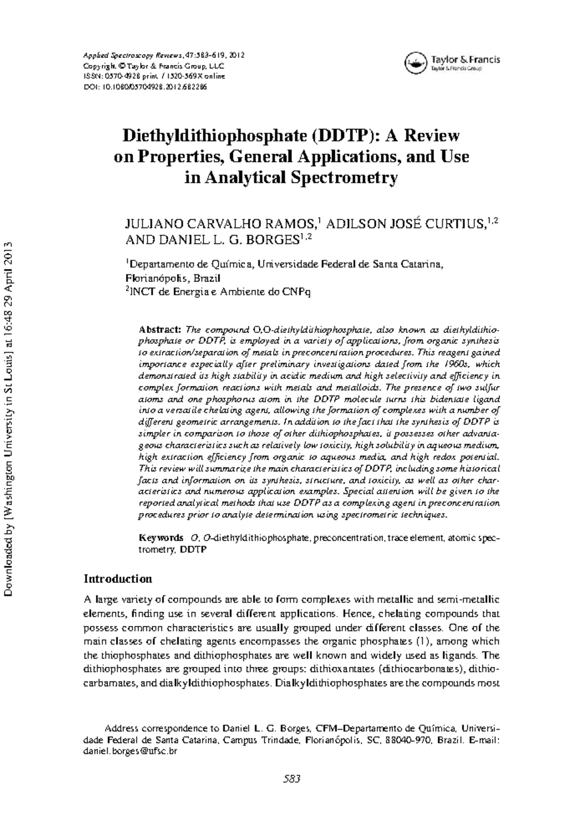 A Comprehensive Review of Diethyldithiophosphate (DDTP) in Spectrometry ...