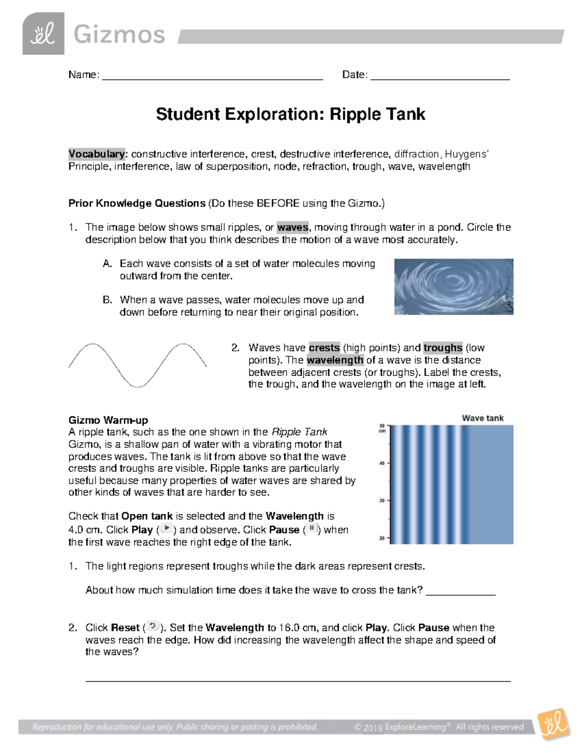 Ripple Tank SE - Physics Lab - Name ...