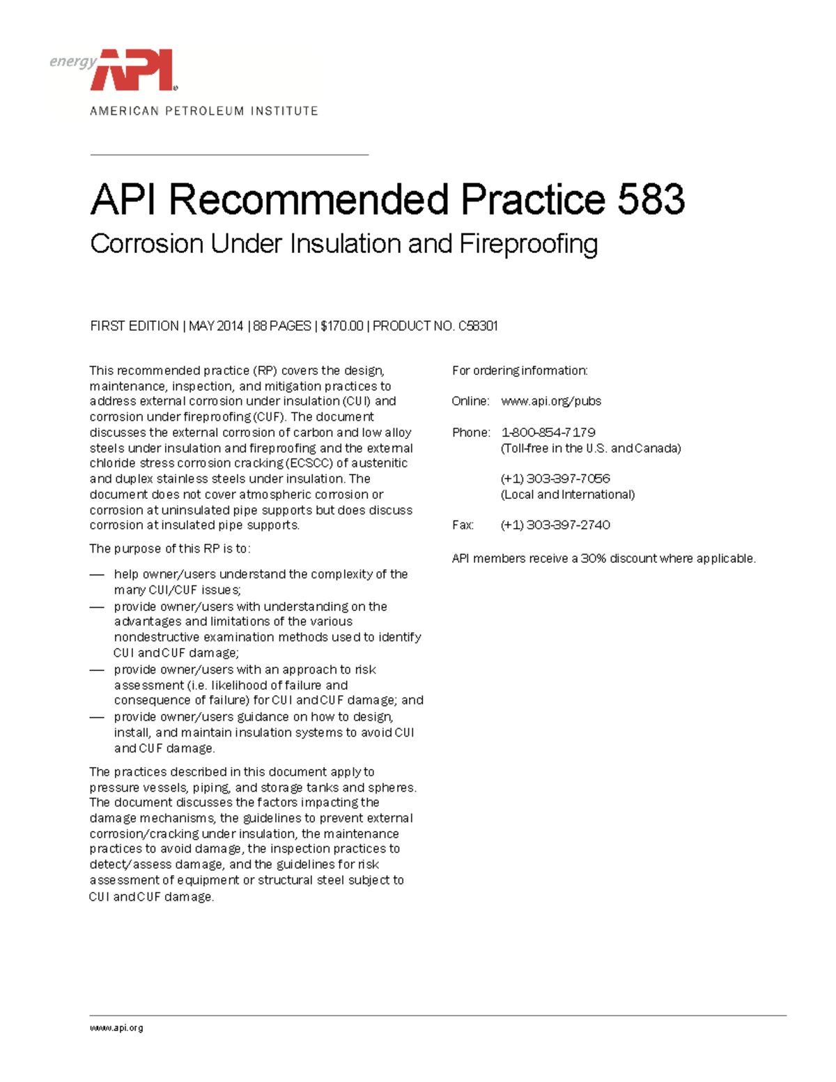 API 583 E1 PA - Corrosion Under Insulation & Fireproofing Overview ...