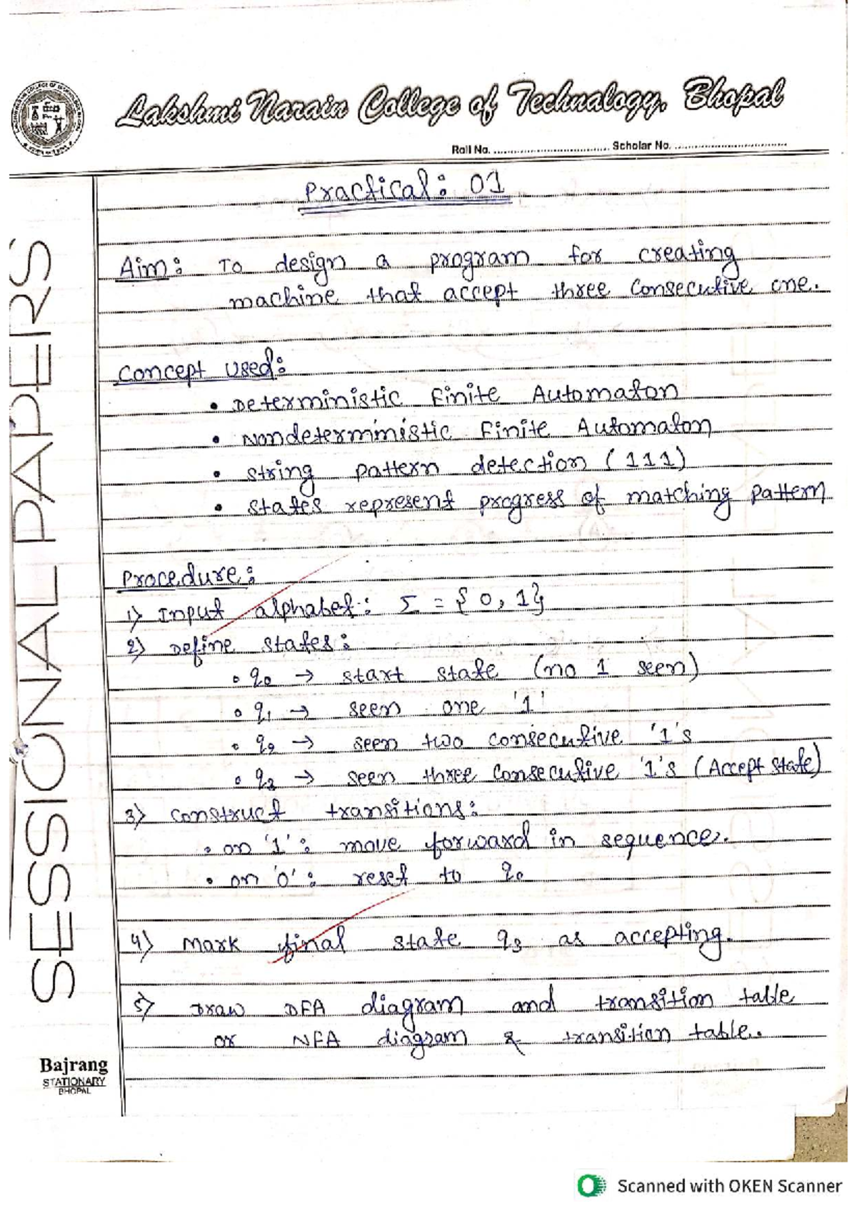 Practical Assignments on Finite Automata (CS101) at LNCT Bhopal - Studocu