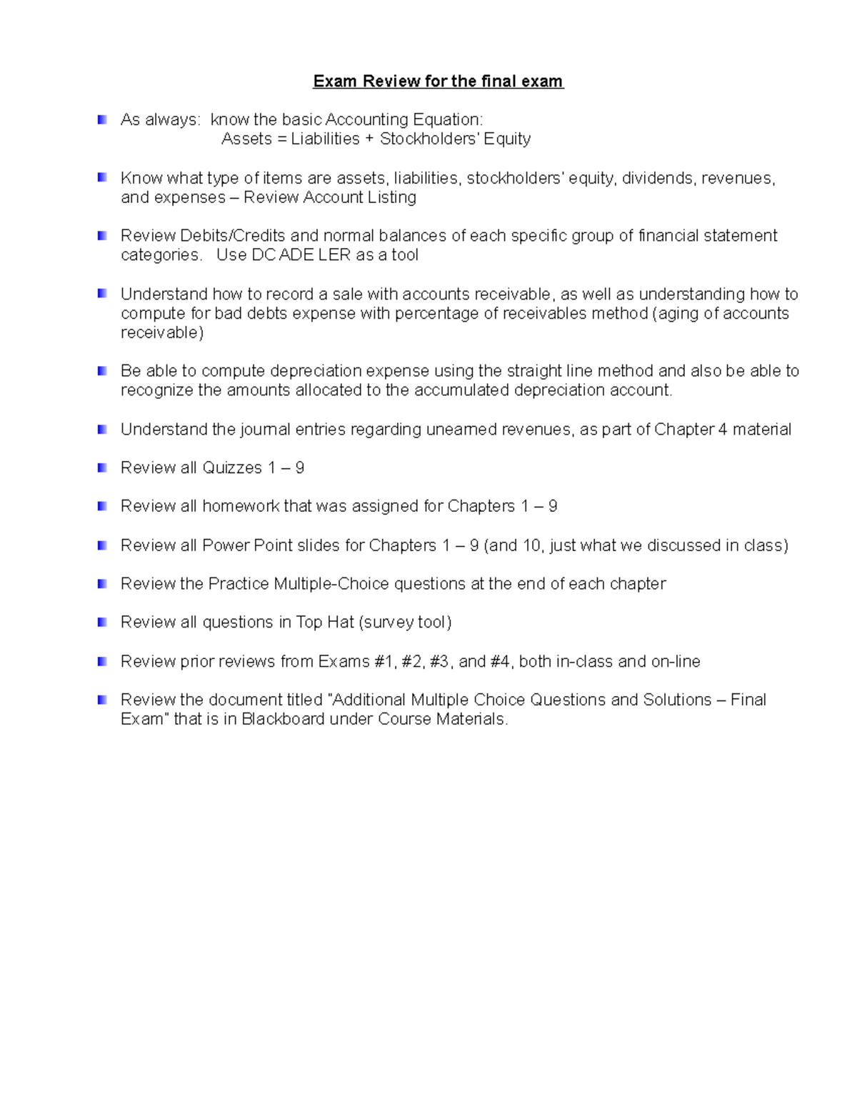 ACCT 101 Final Exam Review & Summary of Key Concepts - Studocu