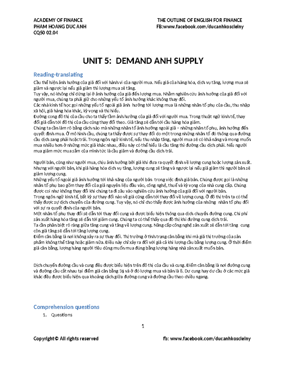 CQ50 02 - UNIT 5: Understanding Supply and Demand Dynamics - Studocu