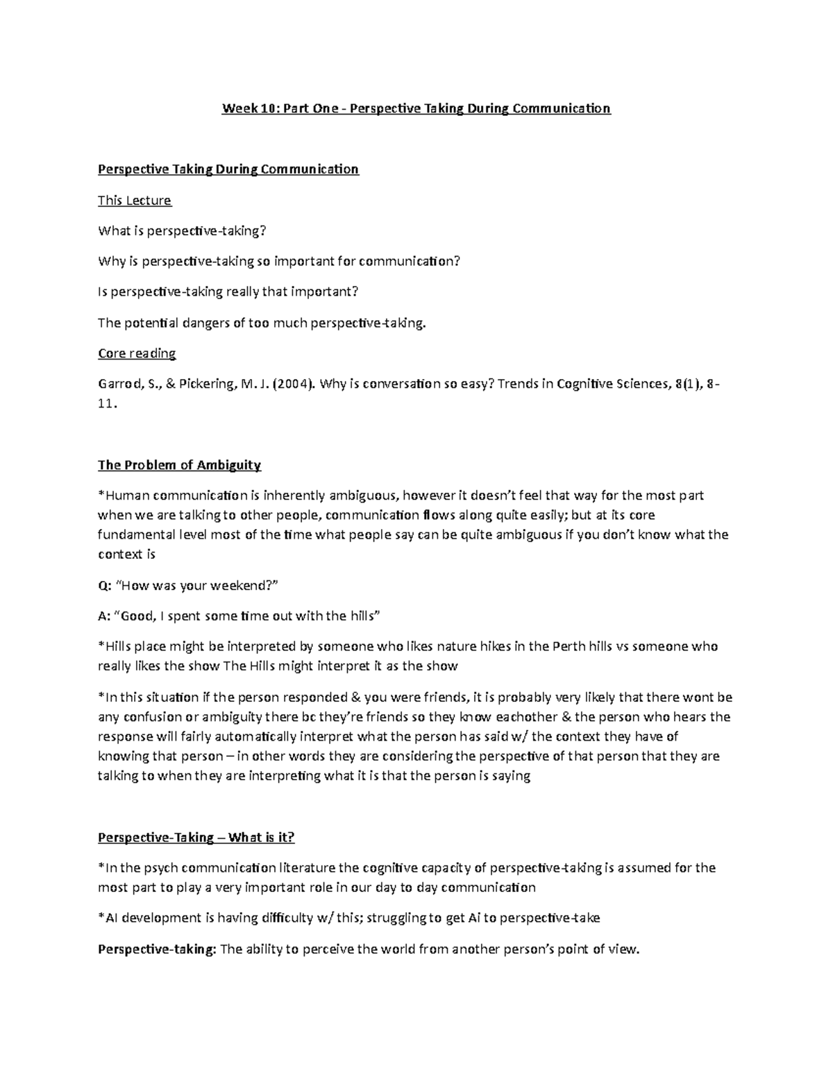 Week 10 lec notes - Leadership and culture - Week 10: Part One ...