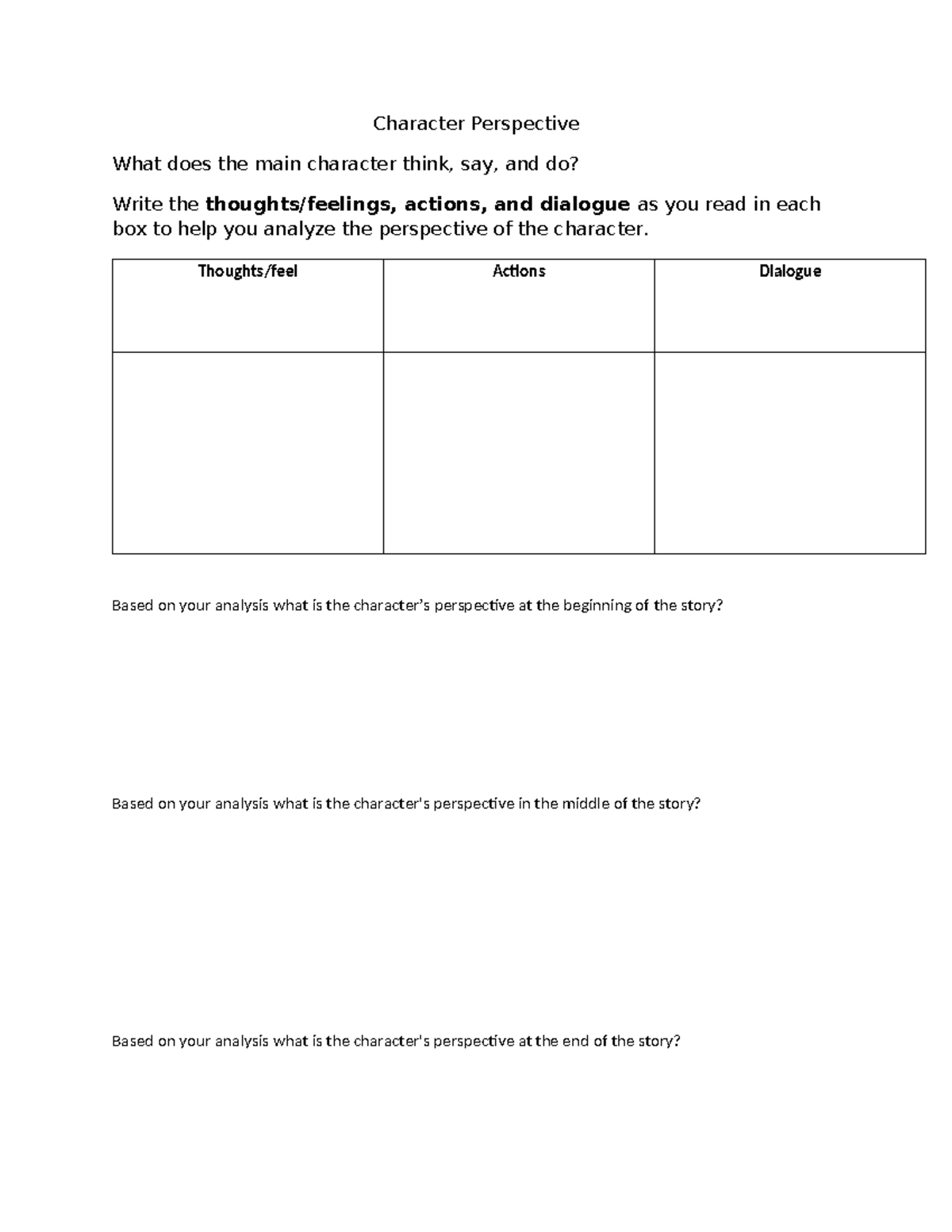 Character Perspective - Character Perspective What does the main ...