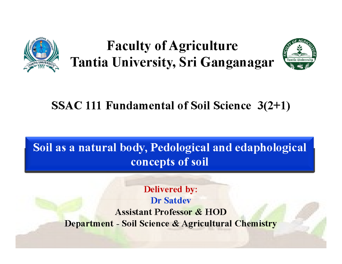 Soil Science Notes (SSAC): Fundamentals of Soil as a Natural Body - Studocu