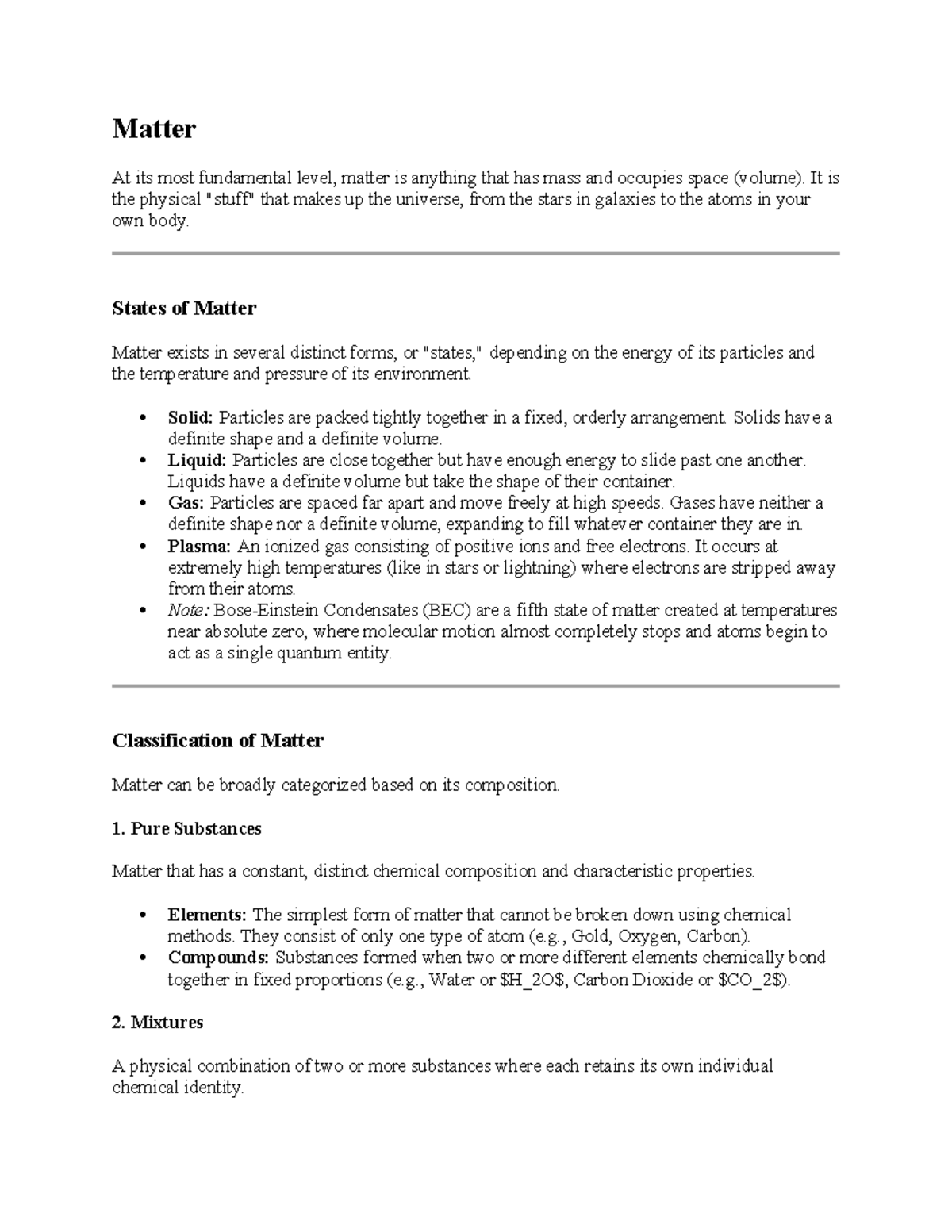 Understanding Matter: States and Classifications - Studocu