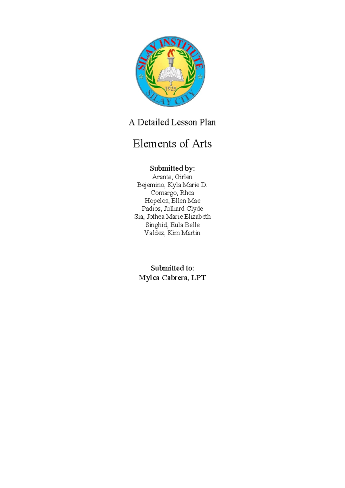 DLP 2024: Detailed Lesson Plan on Elements of Arts for Grade 4 - Studocu