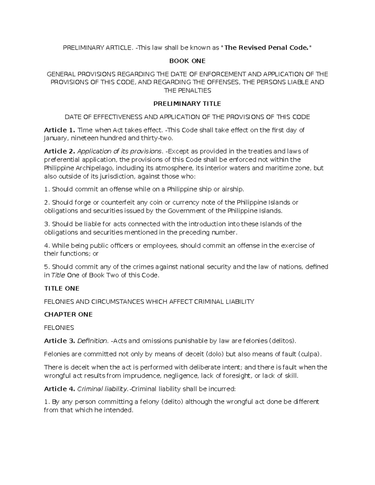Revised Penal Code: General Provisions & Criminal Liability (LAW 1 ...