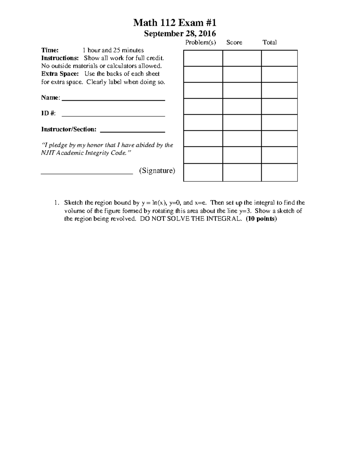 Math 112 Exam I Solutions - Fall 2016 (Sept 28) - Studocu