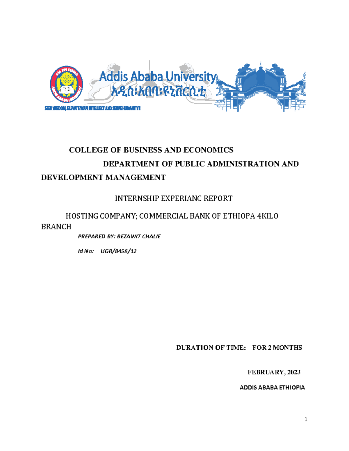 Bezaa 1 - good slide - COLLEGE OF BUSINESS AND ECONOMICS DEPARTMENT OF ...