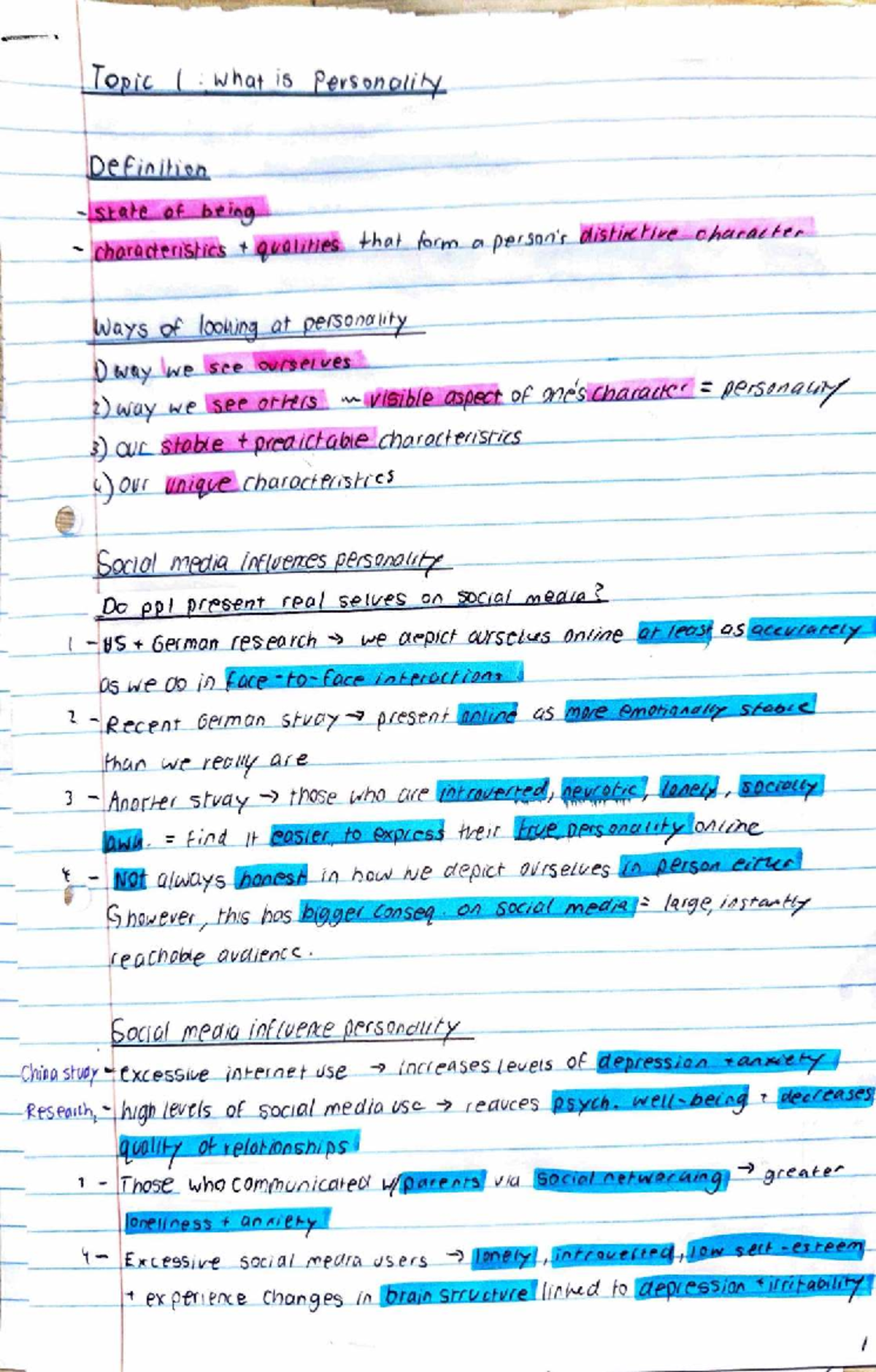 Personality notes (PSY 101) - understanding traits and theories - Studocu