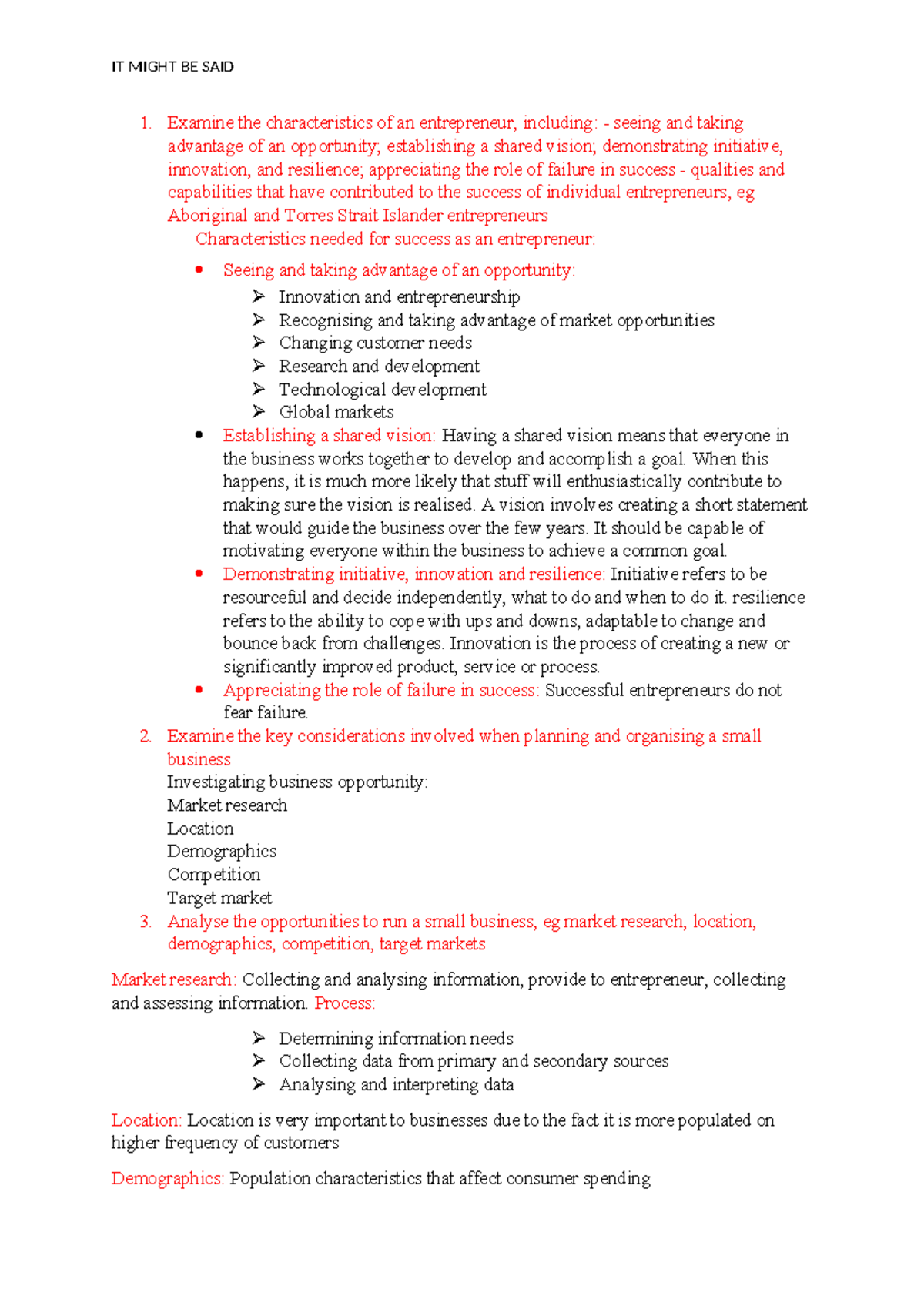 Commerce Study Guidelines: Entrepreneurial Characteristics & Business ...