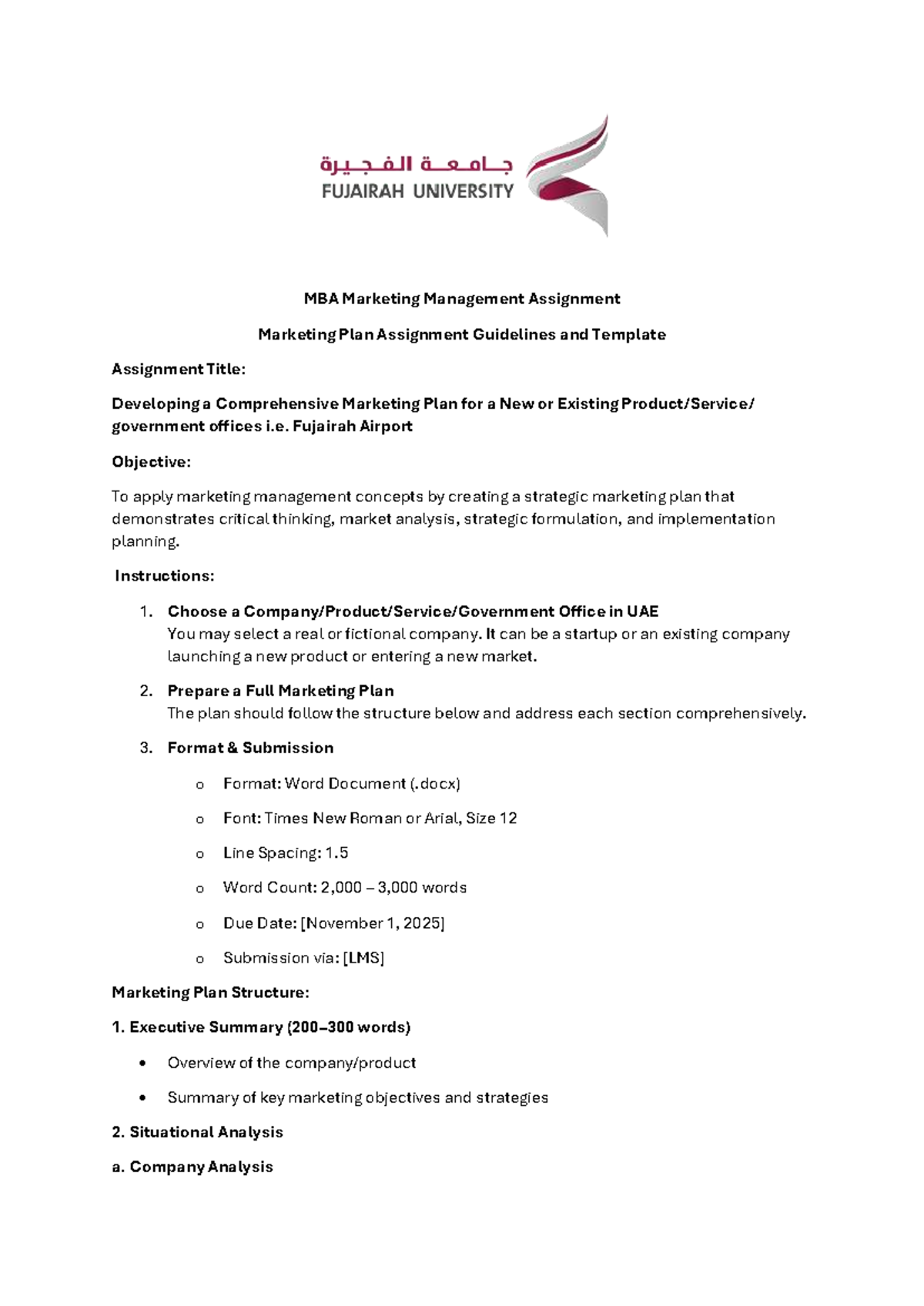 MBA Marketing Management Assignment: Comprehensive Marketing Plan Guide ...