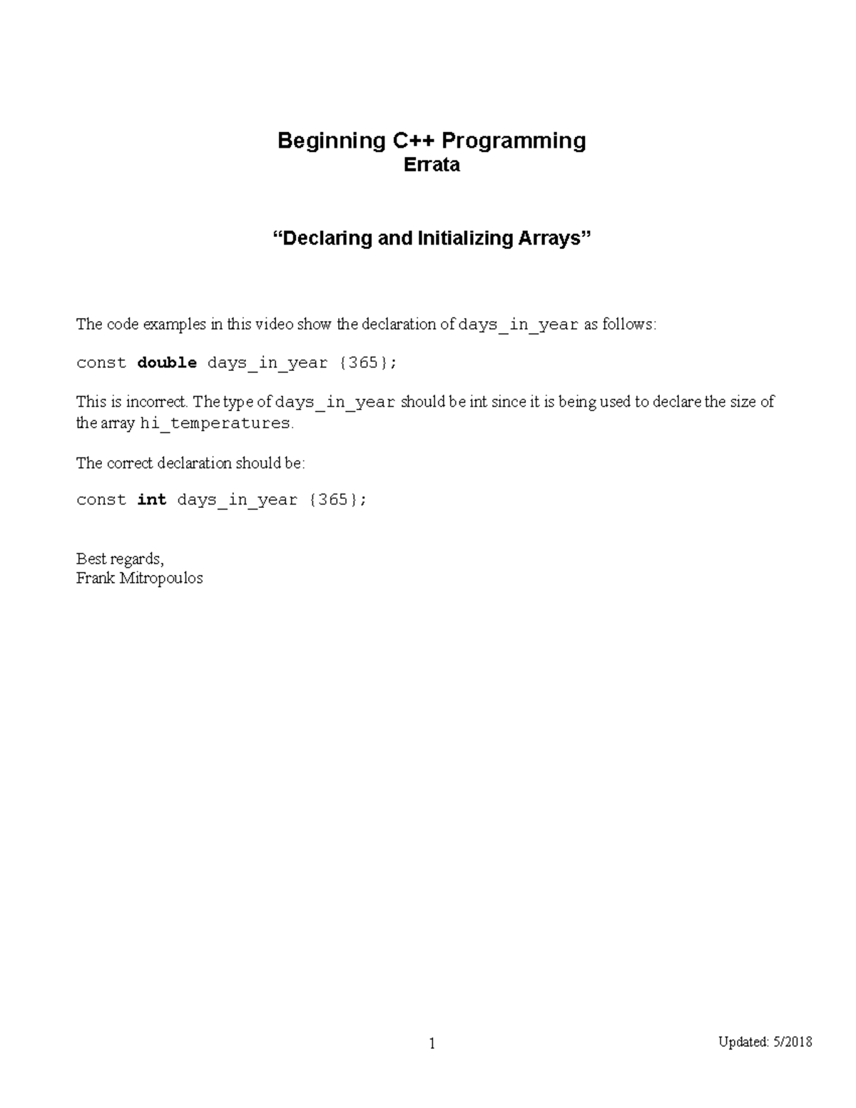 Errata-55 - Physical schol - 1 Updated: 5/ Beginning C++ Programming ...
