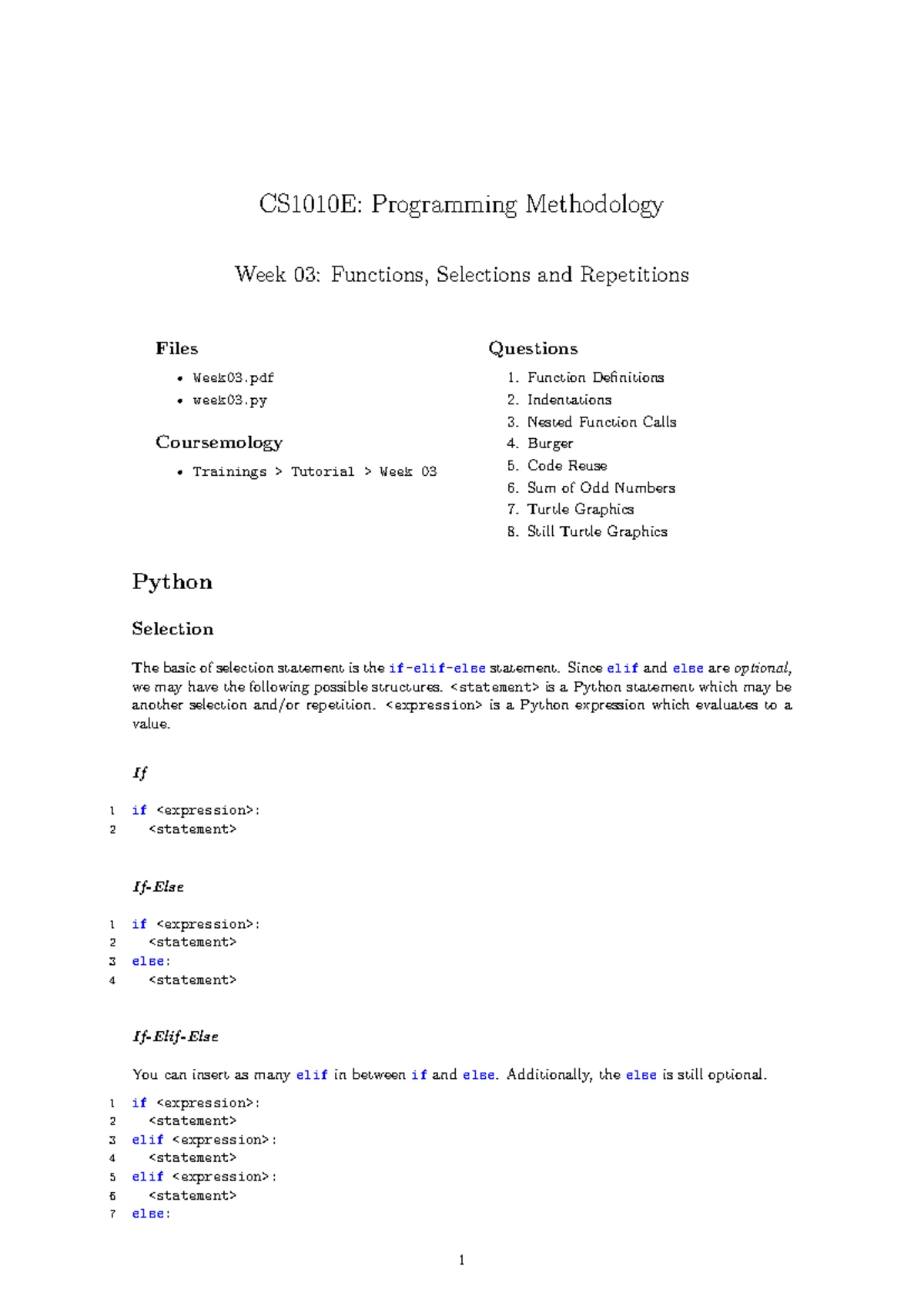 Week02 - Week 2 tutorial - CS1010E: Programming Methodology Week 02 ...
