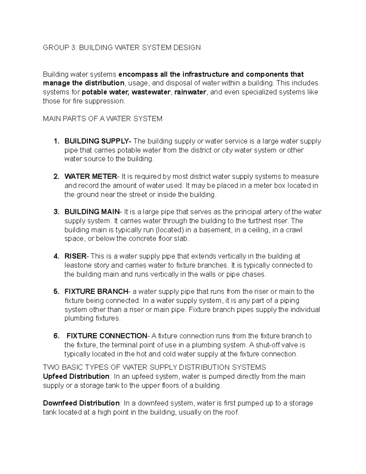 Group 3 Lecture Notes on Building Water System Design - Studocu