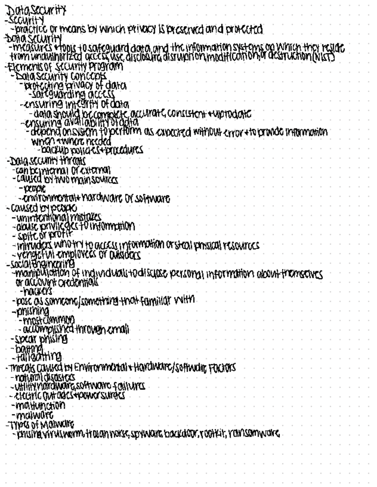 Chapter 10: Data Security Concepts and Threats Overview - Studocu