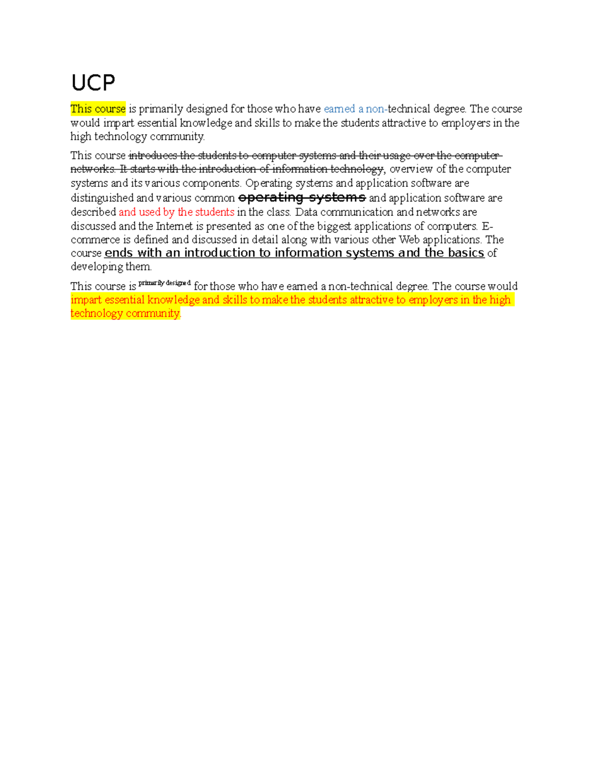 03-1 - This is an essay - UCP This course is primarily designed for ...