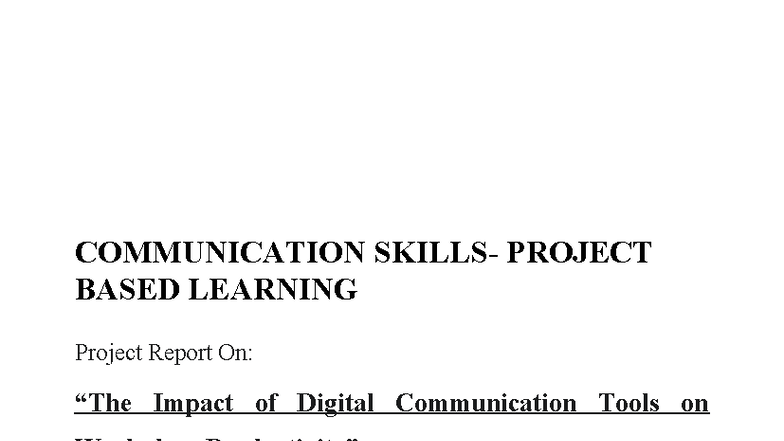 COMMUNICATION PROJECT BASED LEARNING: Impact of Digital Tools on ...