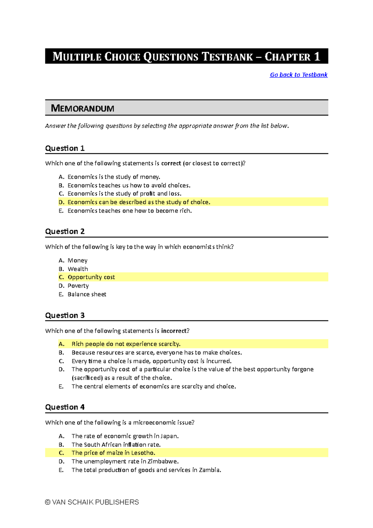 TEST 1: Multiple Choice Questions - Chapter 1 Answers - Studocu