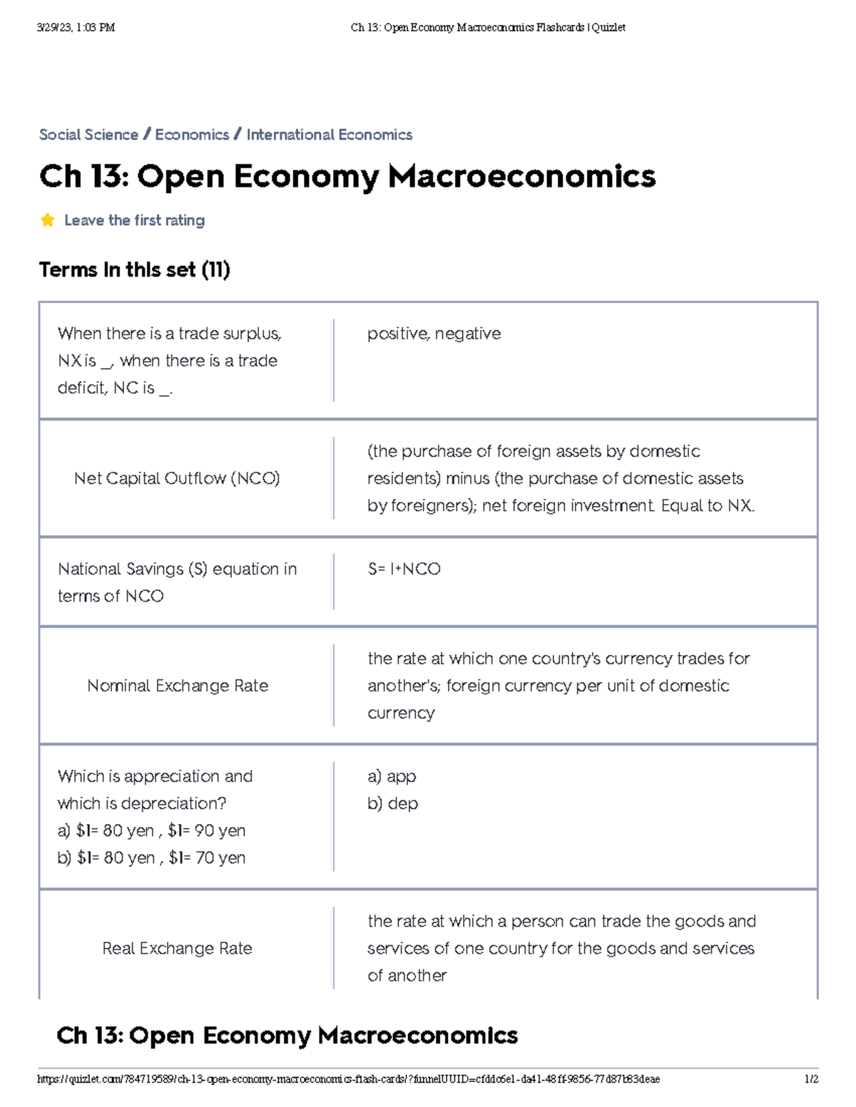 Ch 13 Open Economy Macroeconomics Flashcards Quizlet - positive ...