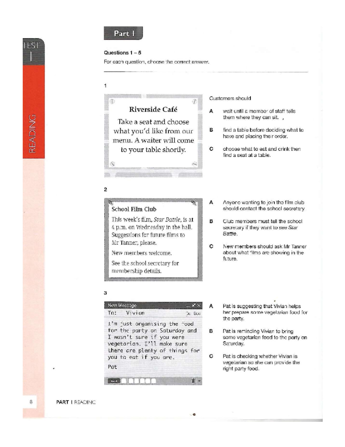 Test1 - Questions and Answers for Reading Comprehension - Studocu