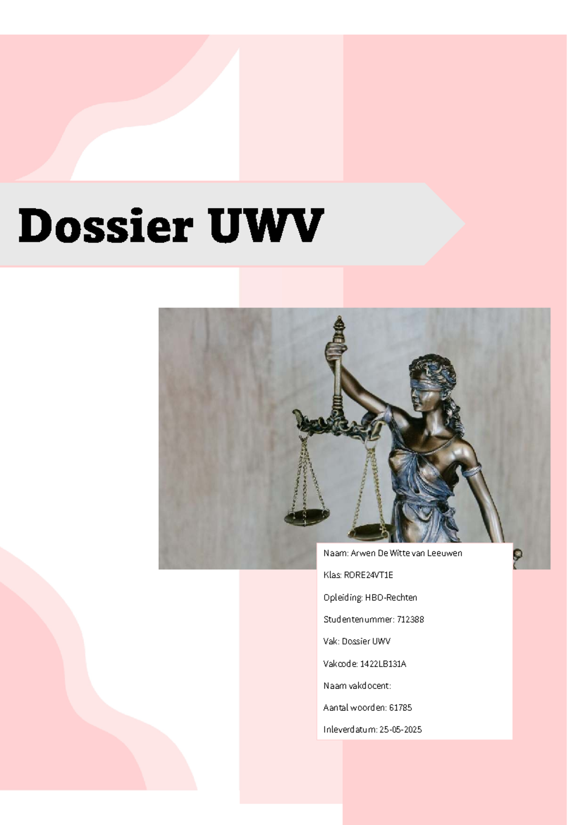 Beroepsopdracht Dossier UWV: Casus Esma en Methodiek RORE24VT1E ...