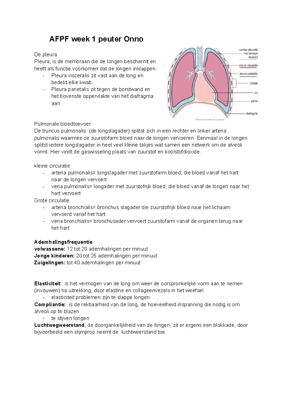 APFP Week 1: Longen en Longcarcinoom - Studeersnel