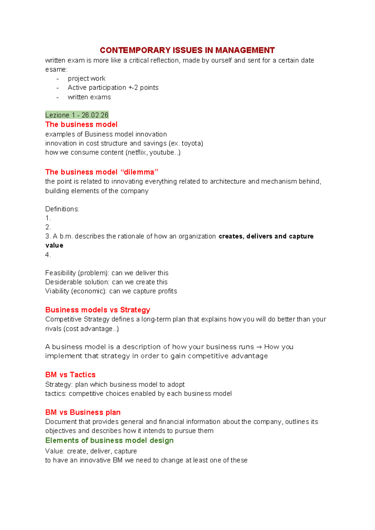 Contemporary Issues in Management (MGT 101) - Exam Review Notes - Studocu