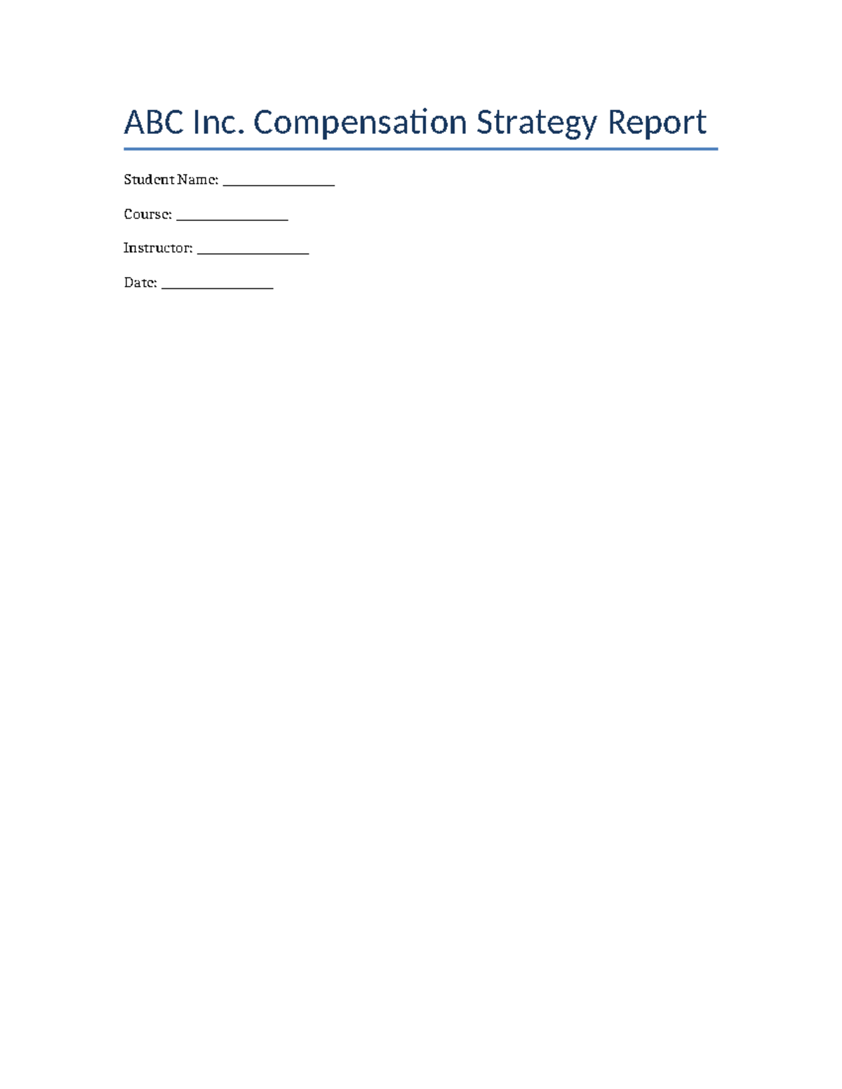 ABC Inc. Compensation Strategy Report: Enhancing Fairness & Motivation ...
